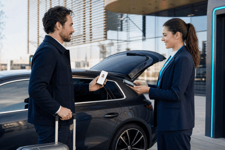 Collection of a rental vehicle with identity verification