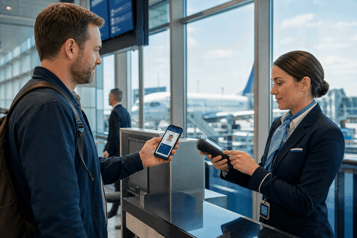 Check boarding card at the gate